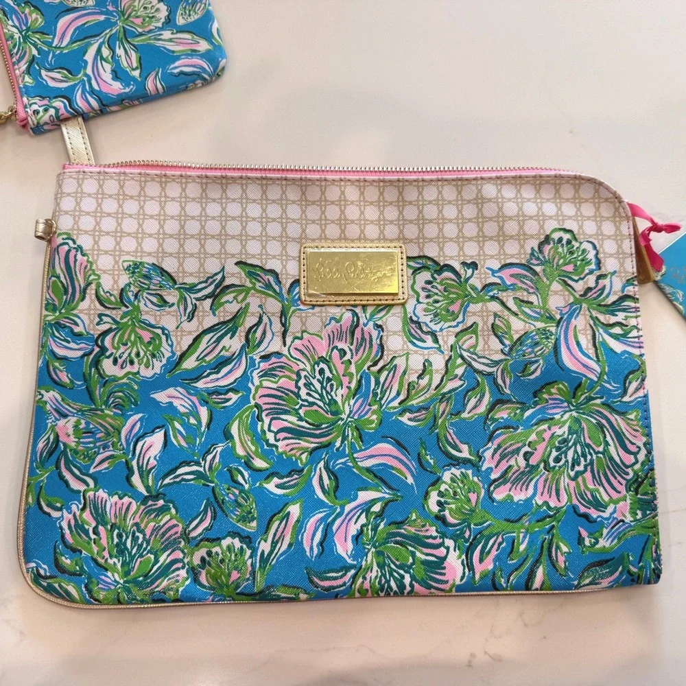 Lilly Pulitzer Tech Pouch Set NWT Cumulus Blue Chick Magnet Retired HTF Preppy
